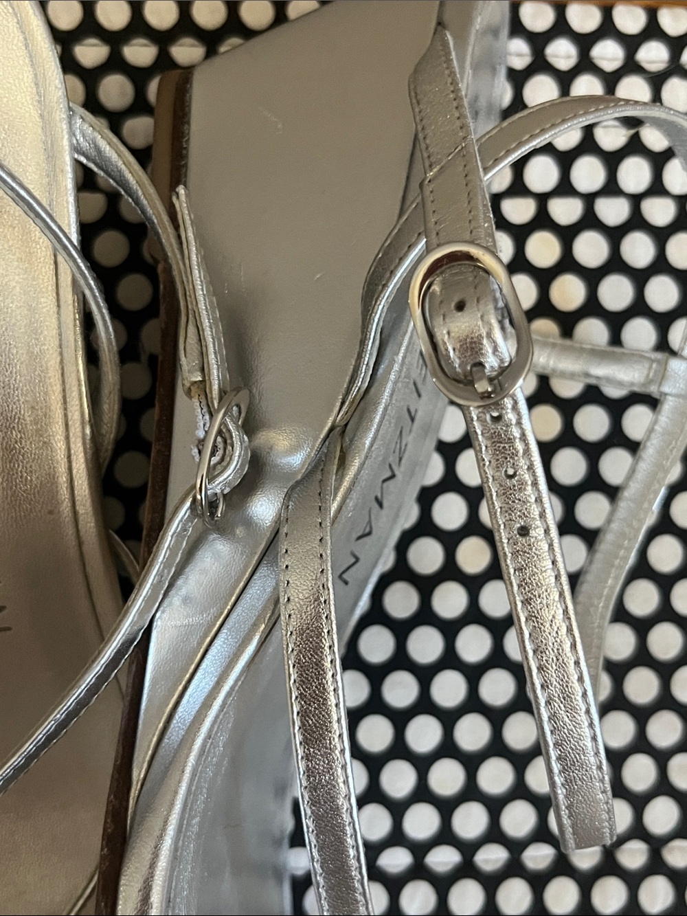 Stuart Weitzman Metallic Silver Wedge Sandals - Picture 6 of 6